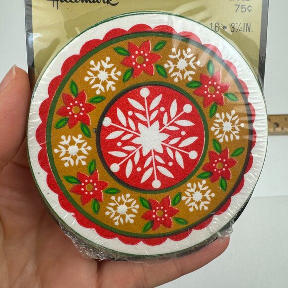 Vtg Sealed 80s Hallmark Disposable Paper Round Coasters Holiday Red Green White - Picture 6 of 9
